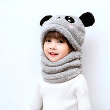 Winter Baby Cap Set Velvet Cartoon Panda Rabbit Baby Head Cover Warm Neck Collar Kids Beanies Sets Plush Children Hat Scarf.